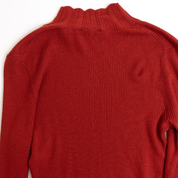 Ted Baker Scalloped Mock Neck Sweater Ruffle Cuff Albaai Red Rust Size 1 - Picture 7 of 10